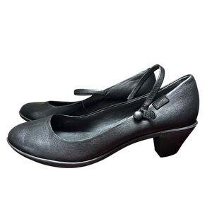 Camper Bajo Helena Mary Jane Pumps Black Block Heel Leather US 9
